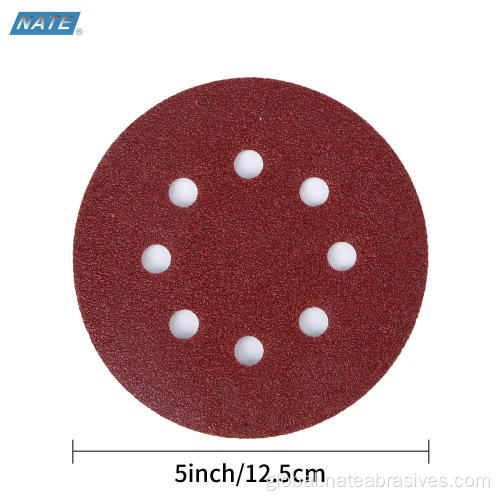 Aluminum Oxide Abrasive Discs 5Inch 8 Holes Red Aluminum Oxide Abrasive Discs Factory